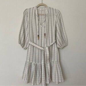 Heartloom Zein Dress Striped White Cotton Ruffle Mini size Small